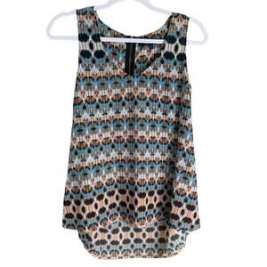 19 Cooper Ikat High Low Tank Top Zipper Back SZ Medium